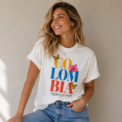 Camiseta manga corta Colombia orquídea