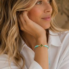 Pulsera Trebol tejida Aqua  colombia