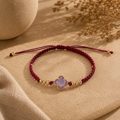 Pulsera Trebol tejida uva  colombia