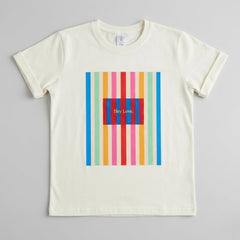 Camiseta manga corta blanca estampada Rayas - Bambú Rosa Joyas y Accesorios 