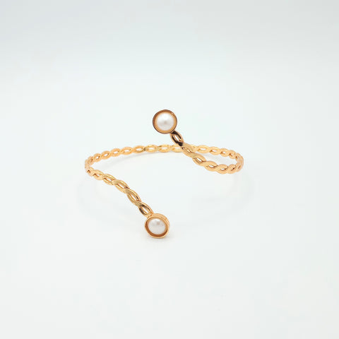 Brazalete Espiral Perla Dorado