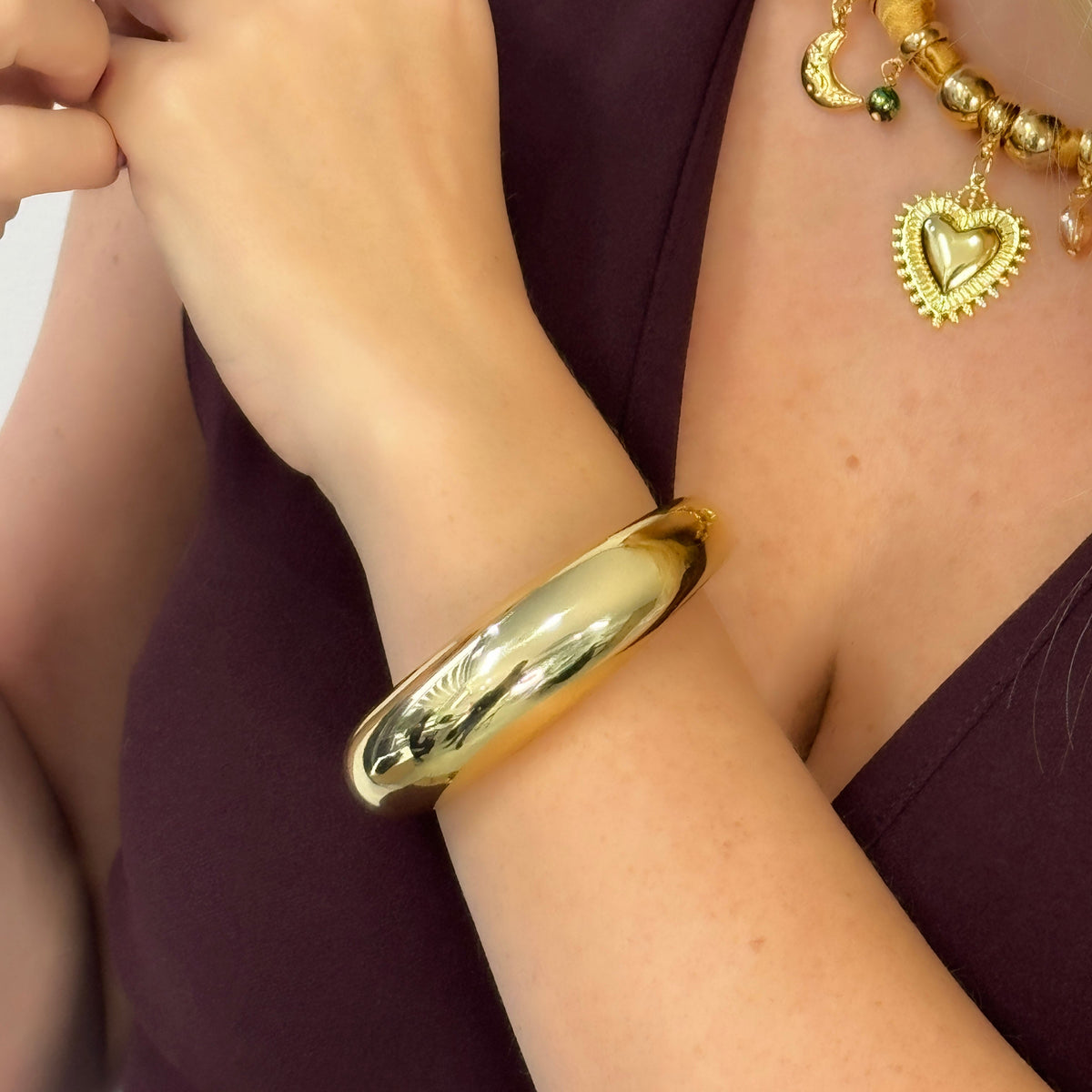Pulsera Maxi Dorada Lisa
