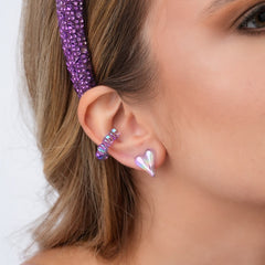 Aretes Topos Corazones Porcelanicron Visos Violeta