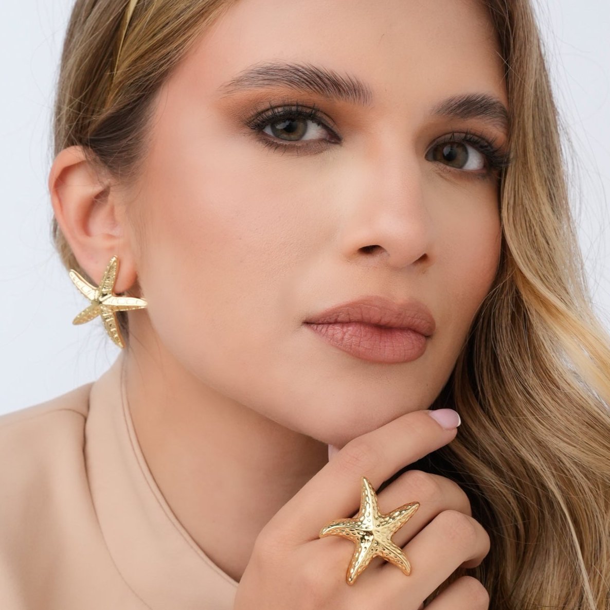 Aretes Maxi Topos Estrellas De Mar Dorados