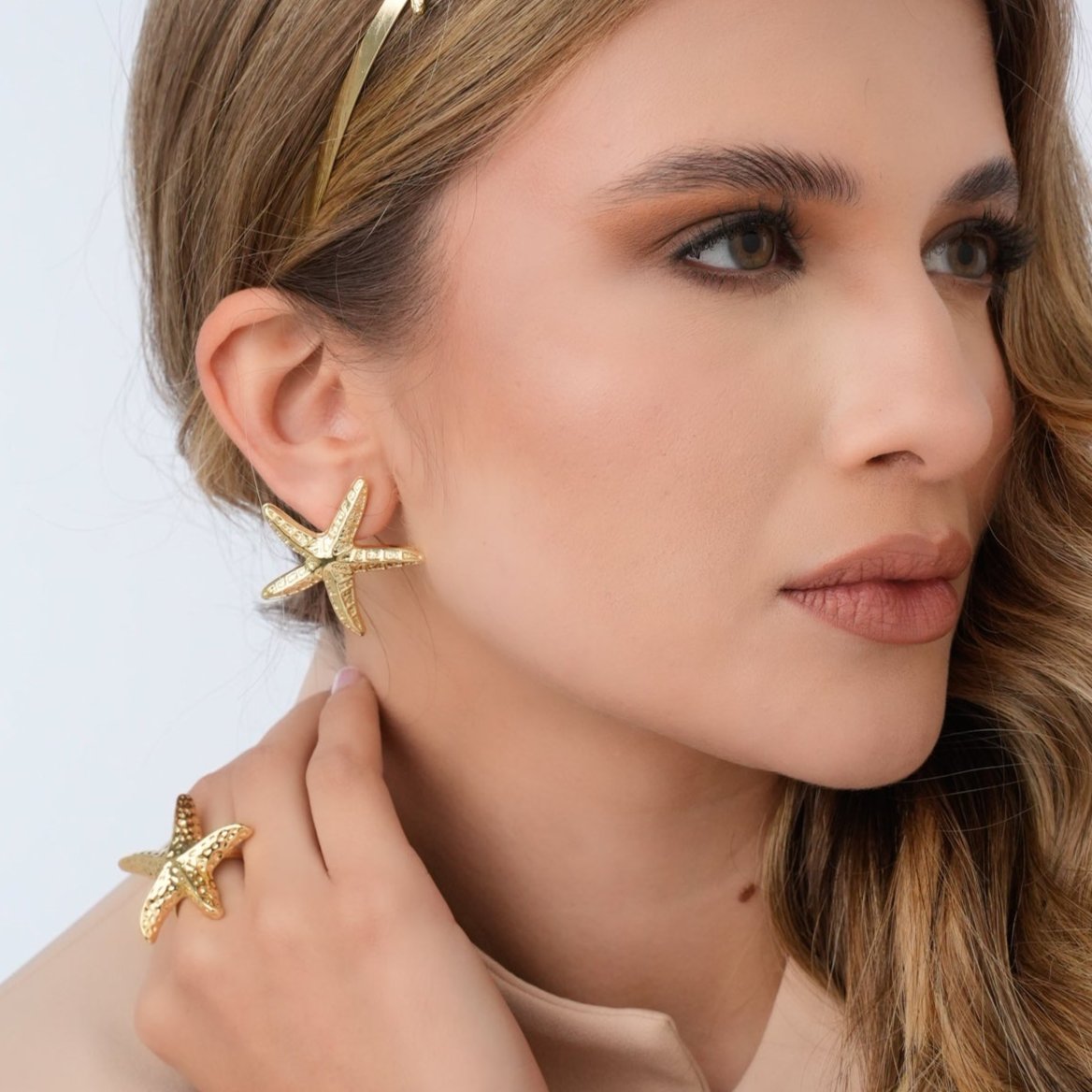 Aretes Maxi Topos Estrellas De Mar Dorados