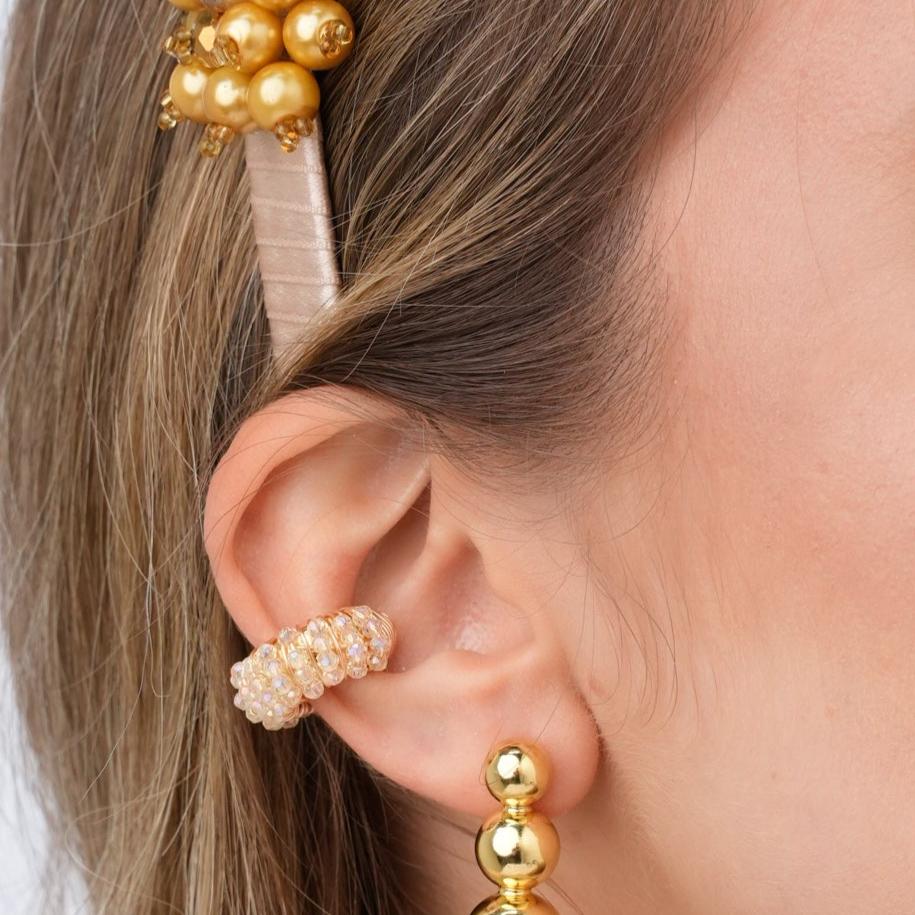 Ear Cuff Cristales Esencial Visos Dorado