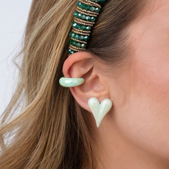 Aretes Topos Corazones Porcelanicron Verde