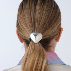 Hair Clip Corazon Plateado