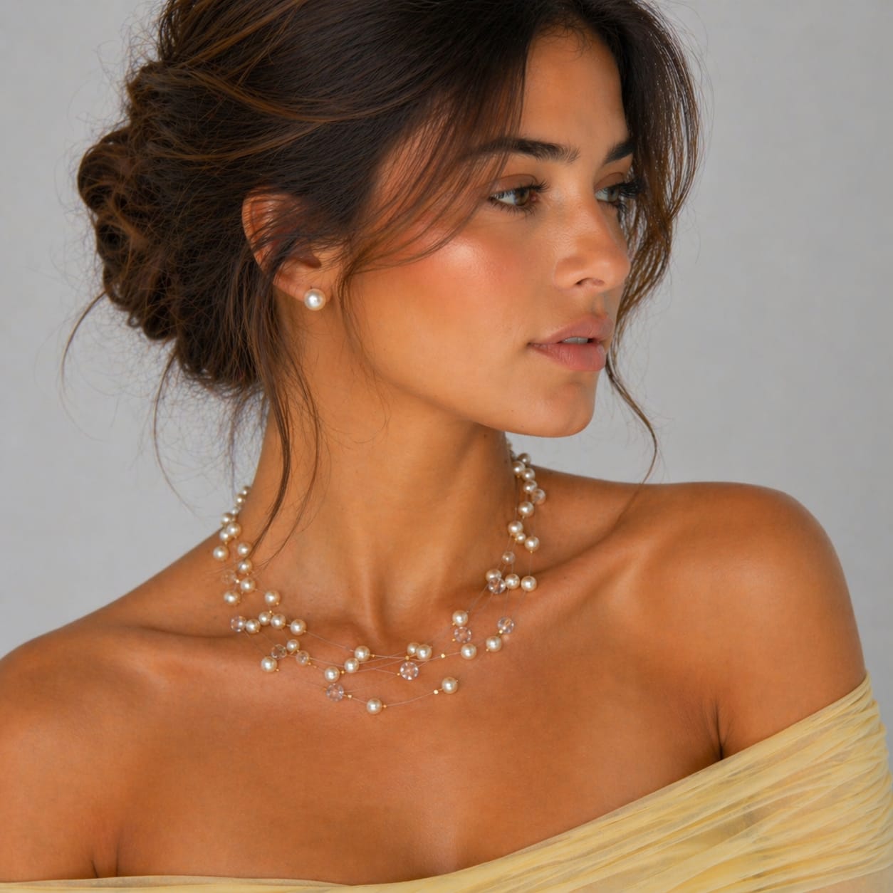 Collar Perlas Entorchadas Dorado Florecer - Bambú Rosa Joyas y Accesorios 