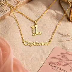 Set x 2 Collares de Signos Zodiacales Dorado - Bambú Rosa Joyas y Accesorios 
