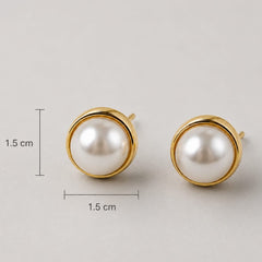 Aretes Topos Bola Perla Dorados Florecer - Bambú Rosa Joyas y Accesorios 