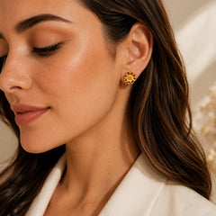 Aretes Topos Florecer Dorados