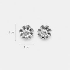 Aretes Topos Florecer Plateados