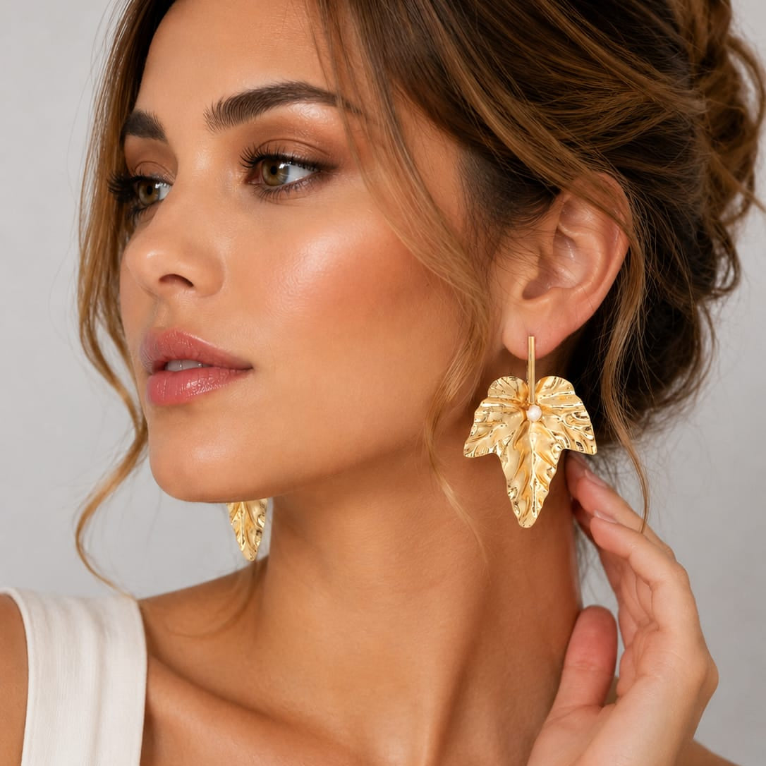 Arete Largo Otoño Perla Dorado - Bambú Rosa Joyas y Accesorios 