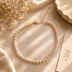 Collar Choker Perlas Dorado Florecer - Bambú Rosa Joyas y Accesorios 