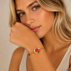 Pulsera Balón de Futbol Colombia Dorada