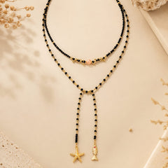 Set Collar Corbatin y Topo Balin Cristales Negro Aura