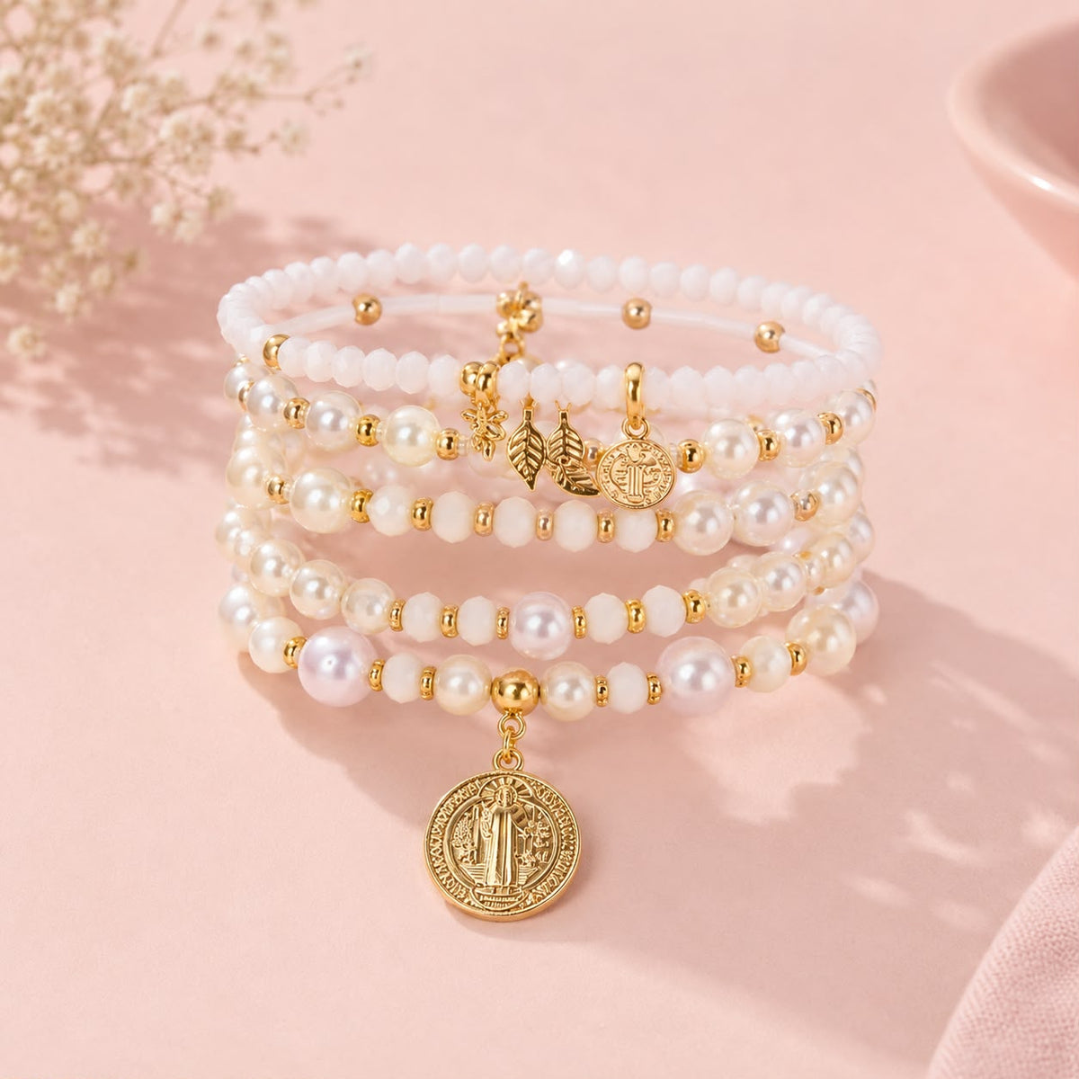 Set Pulseras X 7 Blancas Aura