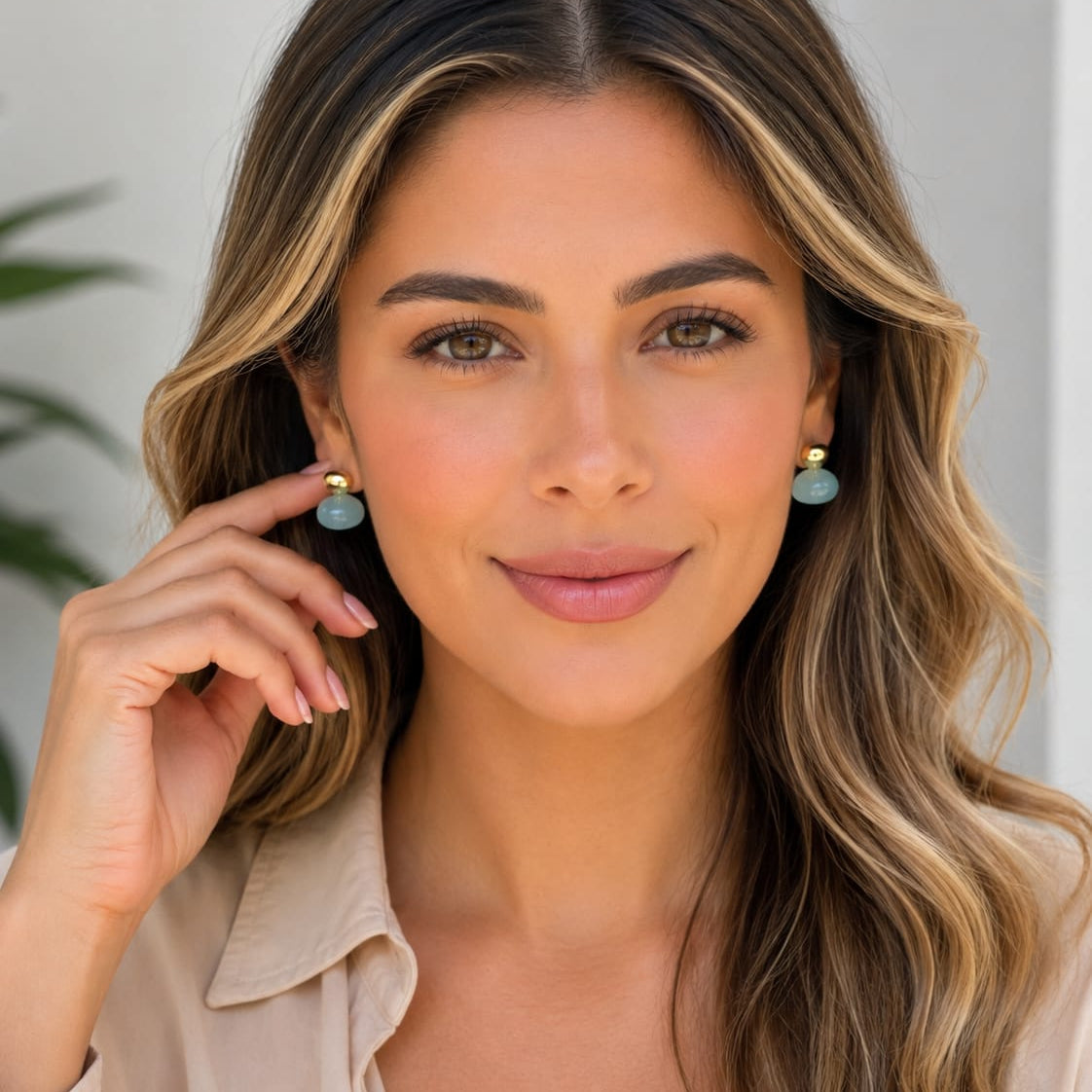 Aretes Maxi Topos Piedra Azul Aura