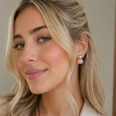 Aretes Maxi Topos Piedra Palo de Rosa Aura