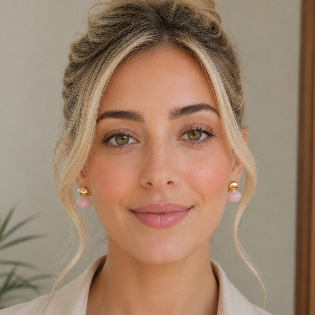 Aretes Maxi Topos Piedra Palo de Rosa Aura