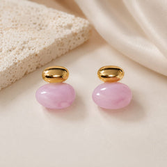 Aretes Maxi Topos Piedra Palo de Rosa Aura