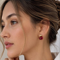 Aretes Maxi Topos Piedra Roja- Vino Aura
