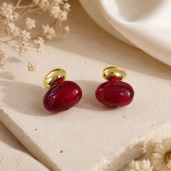 Aretes Maxi Topos Piedra Roja- Vino Aura