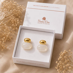 Aretes Maxi Topos Cuarzo Blanco Aura