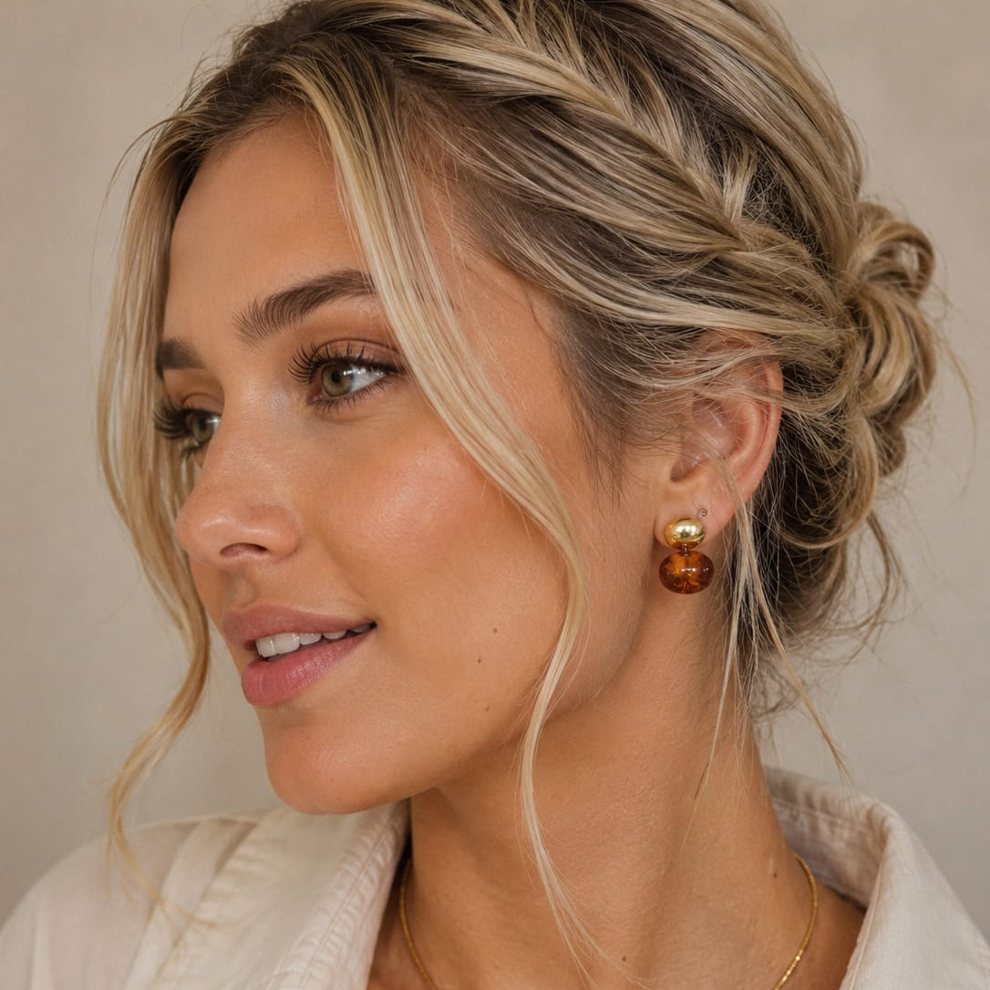 Aretes Maxi Topos Piedra Café Aura