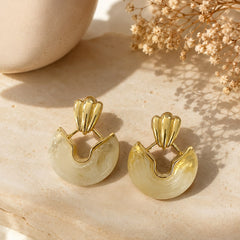 Aretes Maxi Abanico Cuarzo Blanco Aura