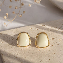 Aretes Maxi Topos Cuadro Piedra Blanca Aura