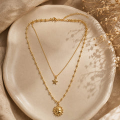 Collar Doble Dijes Sol - Luna Dorado Aura