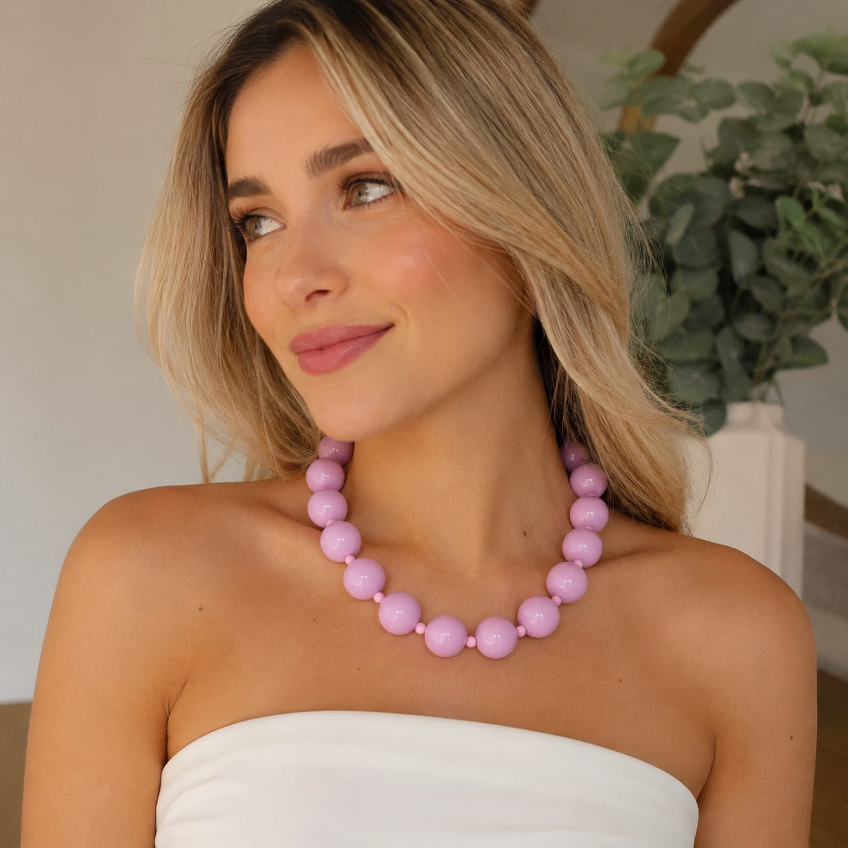 Maxi Collar Piedras Ábaco  Fucsia Aura