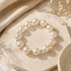 Pulsera Perlas Dorada Aura - Bambú Rosa Joyas y Accesorios 