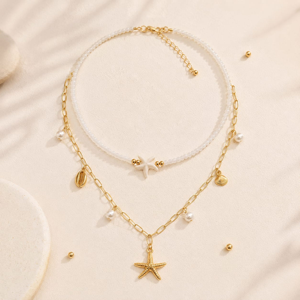 Collar Doble Estrella de Mar Dorado Aura