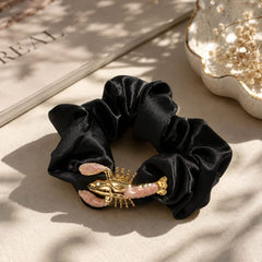 Hair Clip Negro con Cangrejo  Rosa Dorado Aura