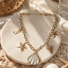 Collar Dijes de Mar en Nácar Dorado Aura