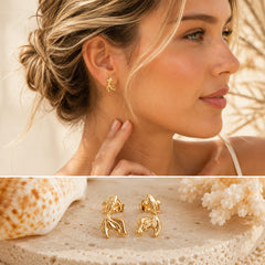 Aretes Topos Pez Dorados Mar y Arena