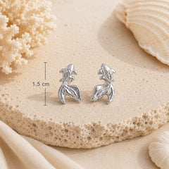 Aretes Topos Pez Plateados Mar y Arena