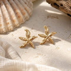 Aretes Topos Estrella de Mar Dorado Mar y Arena
