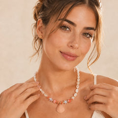 Collar Maxi Dije Concha Perla Shell Dorado Mar y Arena