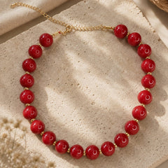 Maxi Collar Piedras Vino Ábaco Dorado Aura