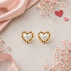 Aretes Maxi Topos Corazón Nácar Dorado Amaré