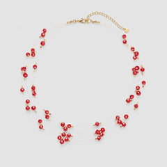 Collar Invisible Cristal Rojo Entorchado Dorado Amaré