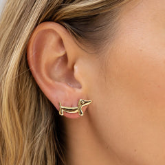 Aretes Topos Perro Salchicha Dorado Amaré