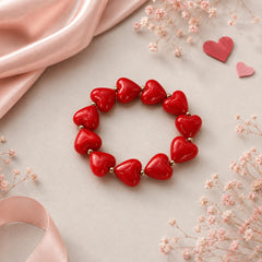 Pulsera Abaco Corazones Rojo Amaré