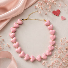 Maxi Collar Piedras Abaco Corazón Rosa Amaré