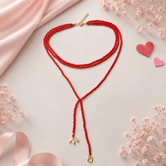 Collar Corbatin Mostacilla Roja Corazón Amore