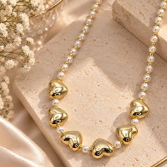 Collar Corazón Latidos Dorado Latidos - Bambú Rosa Joyas y Accesorios 